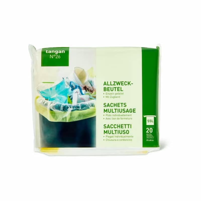 Allzweckbeutel mit Zugband Einzeln gefaltet 55L