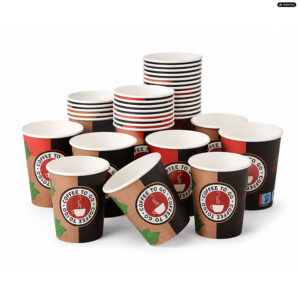 Coffee-to-Go Kaffeebecher 200 ml Creme Schwarz 50 Stück
