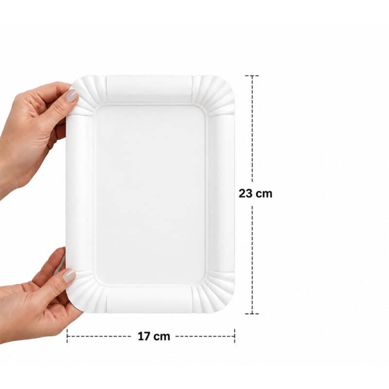 Einweg-Pappteller eckig – 17 × 23 cm
