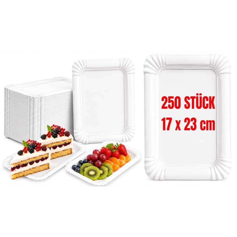 Einweg-Pappteller eckig – 17 × 23 cm