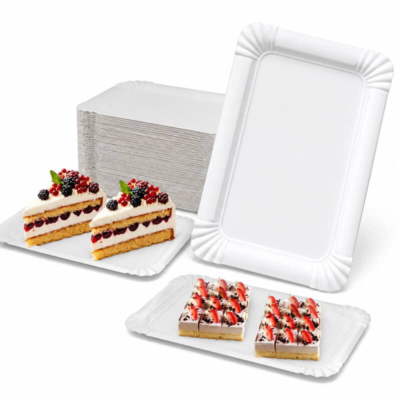 Einweg-Pappteller eckig – 17 × 23 cm