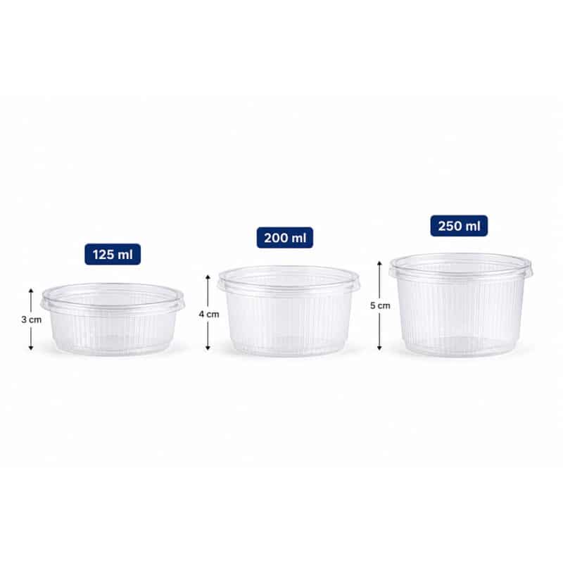 Feinkostbecher mit Deckel rund transparent 200 ml 200 cc 50 Stück
