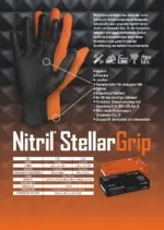 Produktflyer Stellar-Grip Nitril Handschuhe mit technischen Daten und Normenübersicht