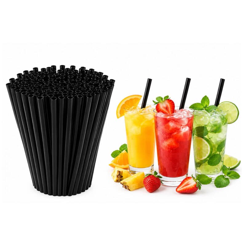 Mehrweg Strohhalme Schwarz 24 cm x 8 mm 250 Stück