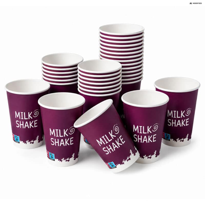 Milchshakebecher 300 ml aus Pappe 50 Stück für Gastronomie Catering und Take-away