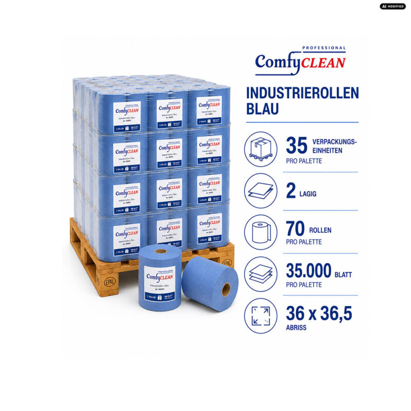 Comfy Professional Putzrollen Blau Palettenangebot mit 35 Verpackungseinheiten und 35.000 Blatt