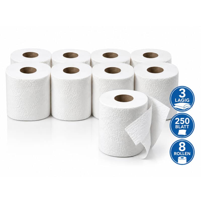 Professional Comfy Toilettenpapier 3-lagig 250 Blatt 8 Rollen