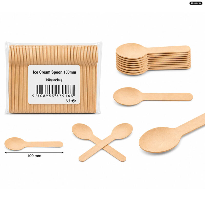 Holzlöffel 100 mm aus Naturholz 100 Stück für Gastronomie und Catering
