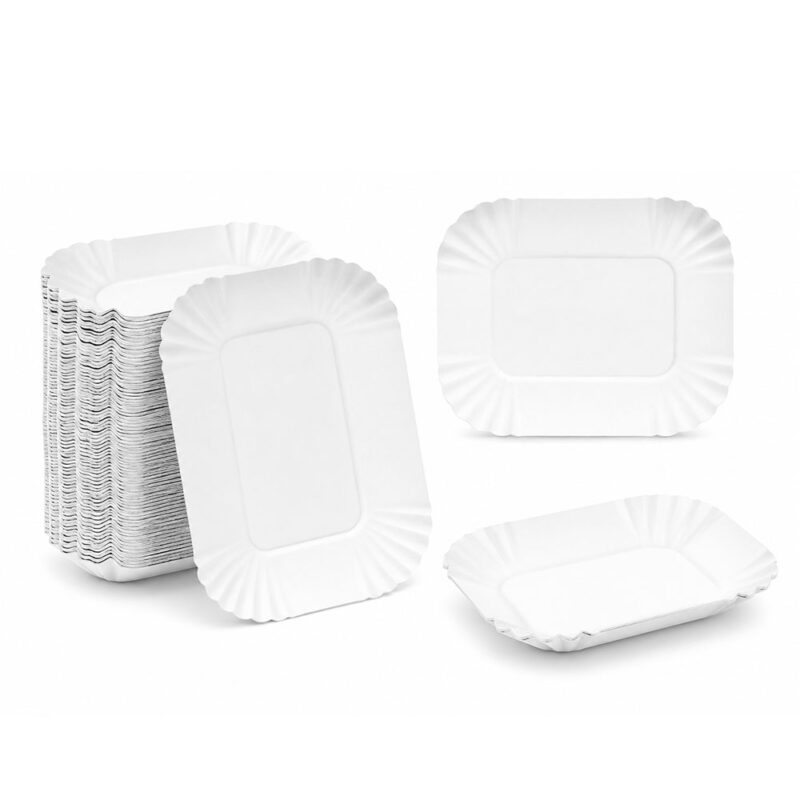 Pappschalen-KU-41 Pappschalen KU 41 13,5x17,5x3 cm rechteckige Pappschalen weiß 250 Stück