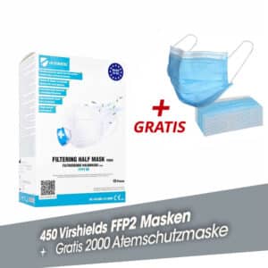 Masken Set 2450 Stück – 450 FFP2 Atemschutzmasken & 2000 Medizinische Masken Typ IIR