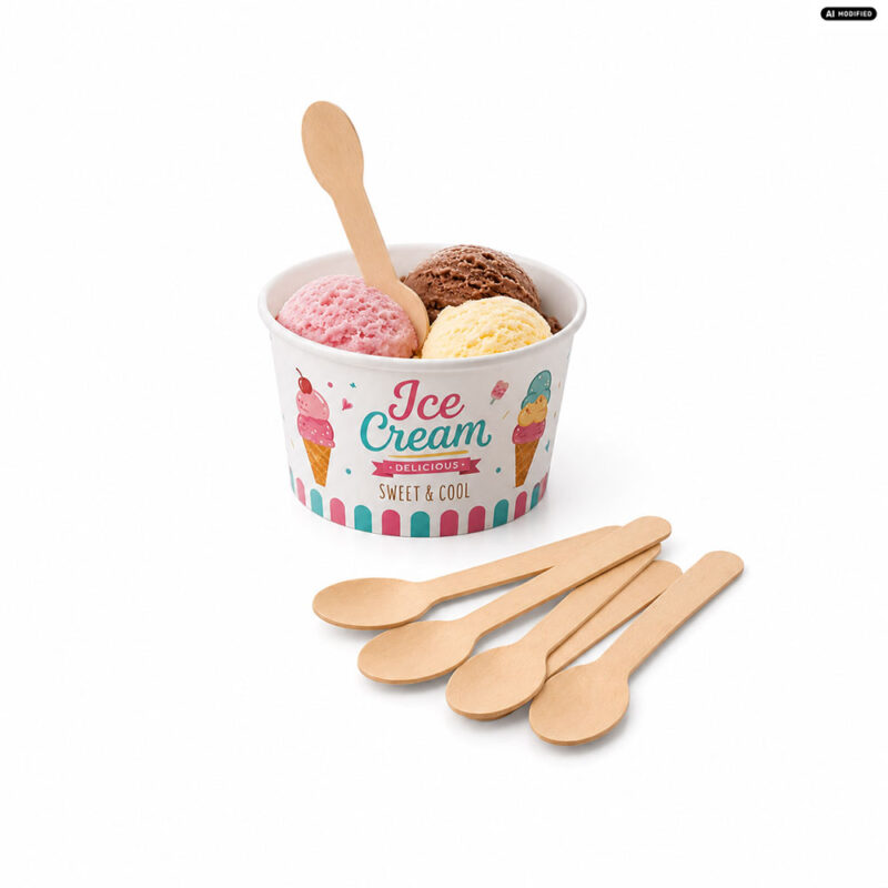 Holzlöffel 100 mm für Eis, Desserts und Fingerfood