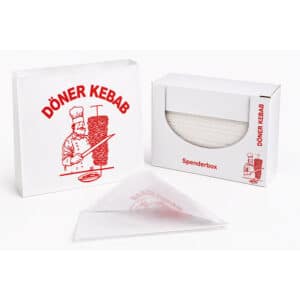 Dönertüten 16x16 cm fettdicht – 500 Stück in Spenderbox