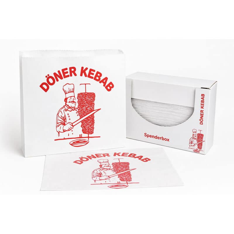 Dönertüten 16x16 cm fettdicht – 500 Stück in Spenderbox