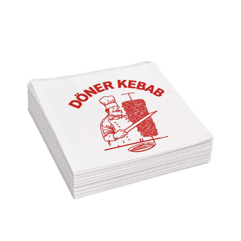 Dönertüten 16x16 cm fettdicht – 500 Stück in Spenderbox