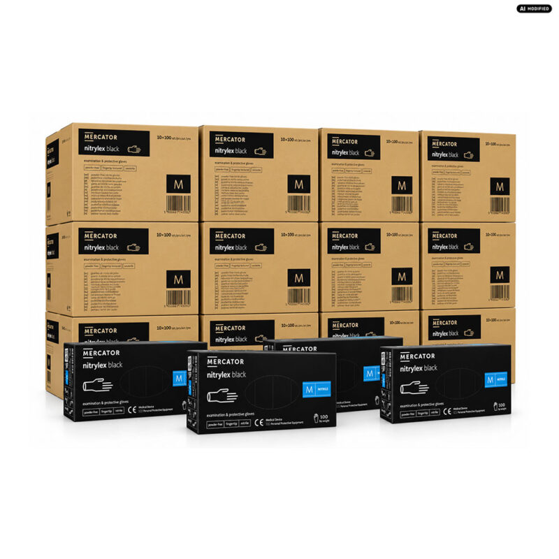 MERCATOR nitrylex black Nitrilhandschuhe Schwarz – 120 Boxen mit insgesamt 12.000 Stück