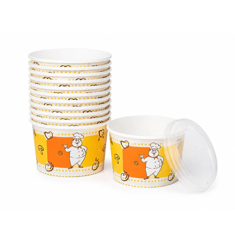 Suppenbecher aus Pappe 16oz mit Deckel