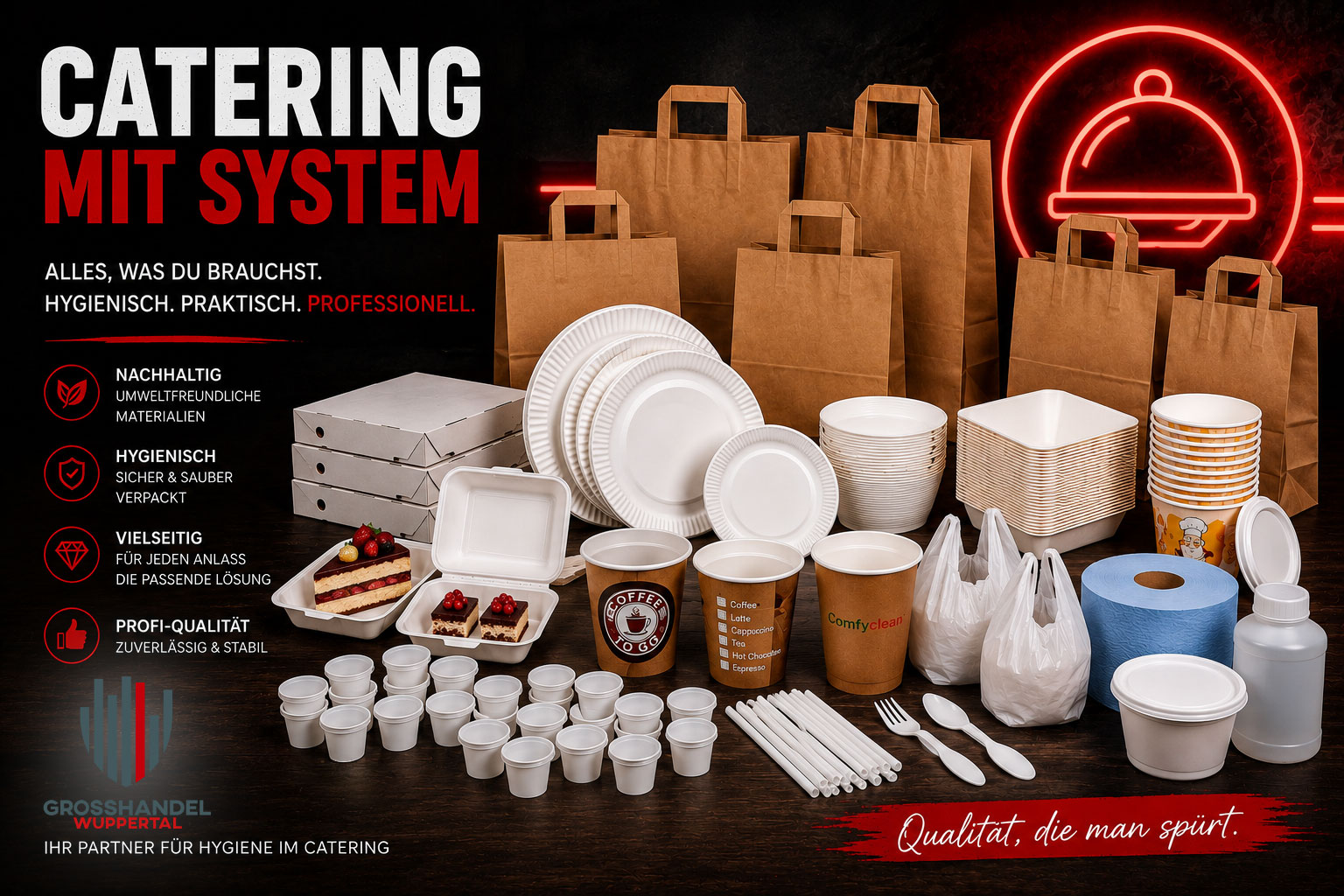 Catering Einwegprodukte für Gastronomie und Take-away – Papiertragetaschen, Einwegbecher, Pappteller, Menüboxen, Suppenbecher und Verpackungen im Großhandel