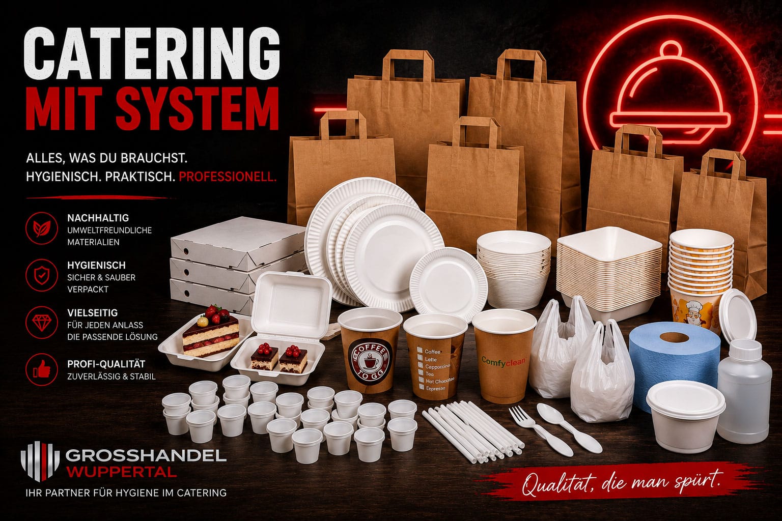 Catering Einwegprodukte für Gastronomie und Take-away – Papiertragetaschen, Einwegbecher, Pappteller, Menüboxen, Suppenbecher und Verpackungen im Großhandel
