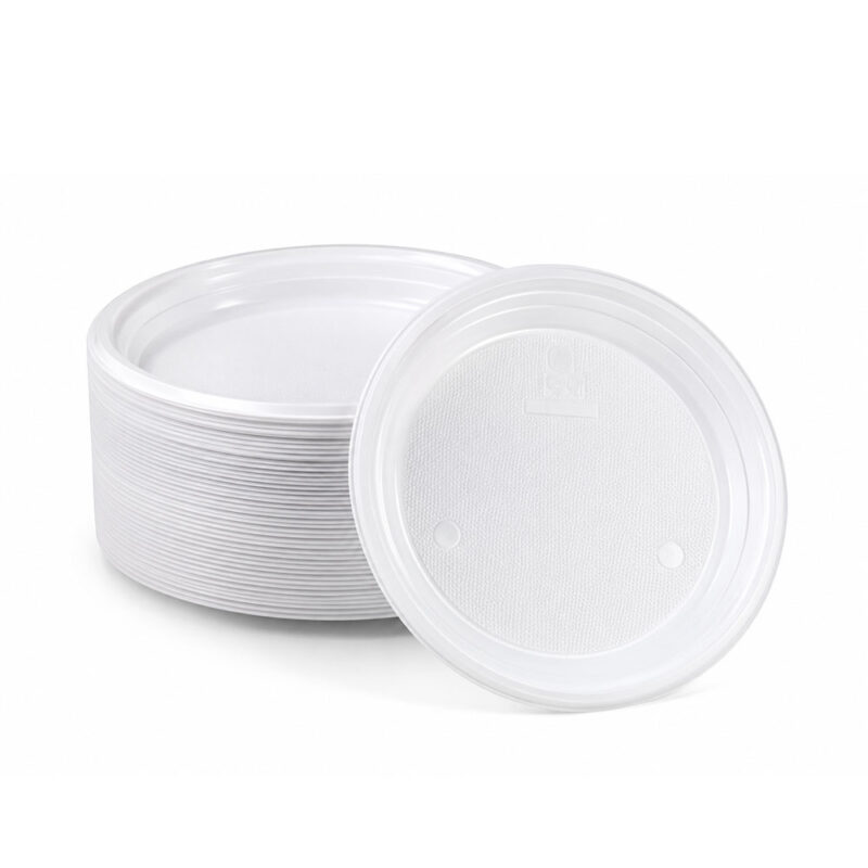 Mehrweg-Menüteller-Ungeteilt Mehrweg-Menüteller ungeteilt Ø22 cm aus BPA-freiem PP Kunststoff – 50 Stück