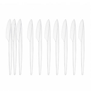 Mehrweg Messer Transparent 18 cm spülmaschinengeeignetes Mehrweg Besteck 100 Stück