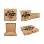 Pizzakarton 26x26x4 cm Braun aus Wellpappe im 100 Stück Karton für Pizzeria und Lieferservice