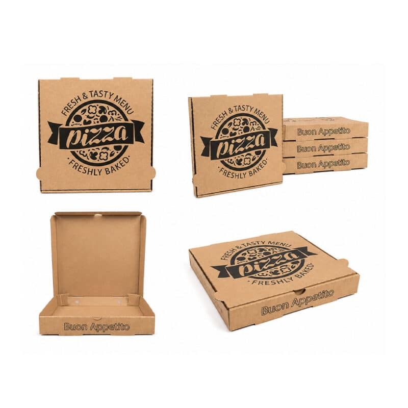 Pizzakarton 30x30x4 cm Braun aus Wellpappe im 100 Stück Karton für Pizzeria und Lieferservice