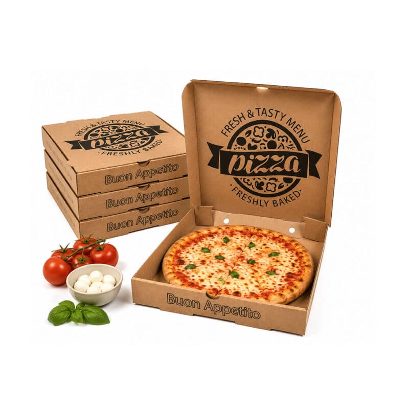 Pizzakarton 30x30x4 cm Braun aus Wellpappe im 100 Stück Karton für Pizzeria und Lieferservice