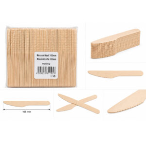 Holzmesser 165 mm 100 Stück Einweg-Holzbesteck in Naturfarbe