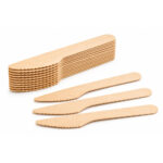 Holzmesser 165 mm 100 Stück Einweg-Holzbesteck in Naturfarbe