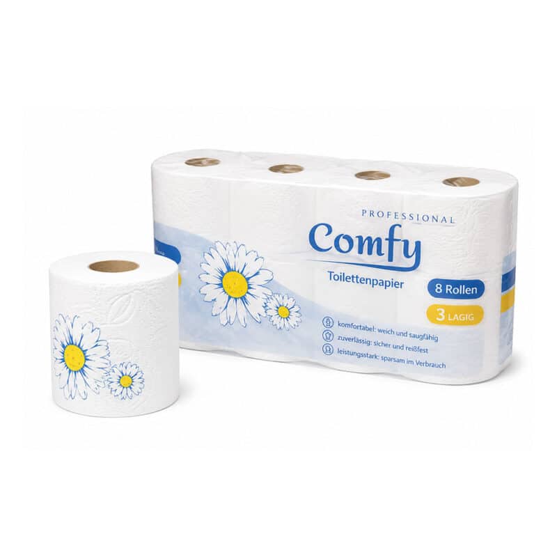 Toilettenpapier 3-lagig 8 Rollen mit 150 Blatt pro Rolle
