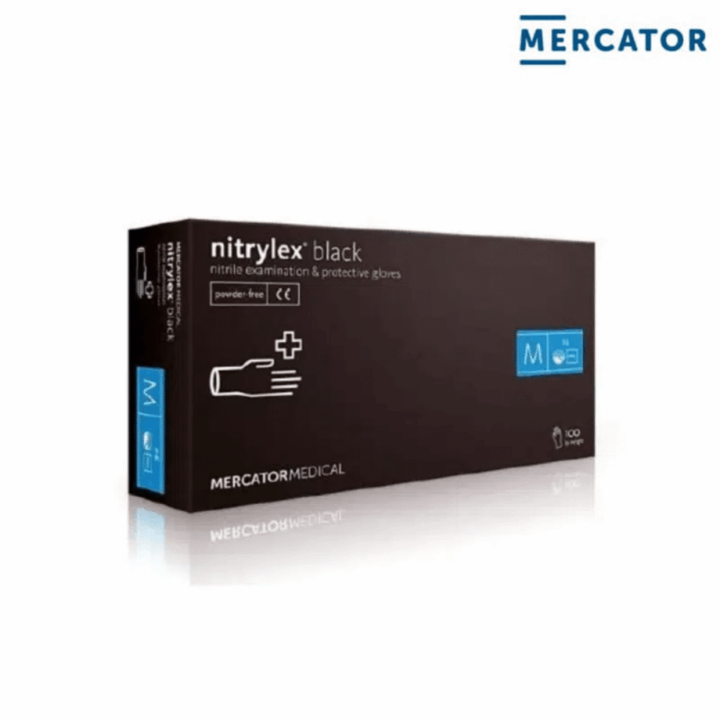 MERCATOR nitrylex black Nitrilhandschuhe puderfrei – schwarze Verpackung mit 100 Stück