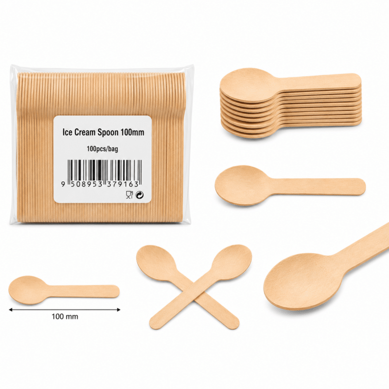 Holzlöffel 100 mm aus Naturholz 100 Stück für Gastronomie und Catering